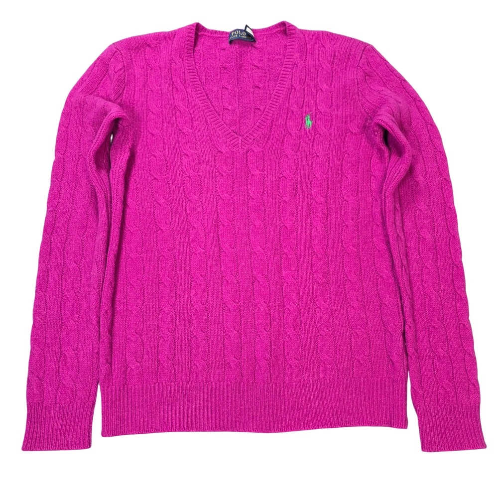 Polo Ralph Lauren Merino Wool Cashmere Cable Knit Sweater Women's Size S Pink
